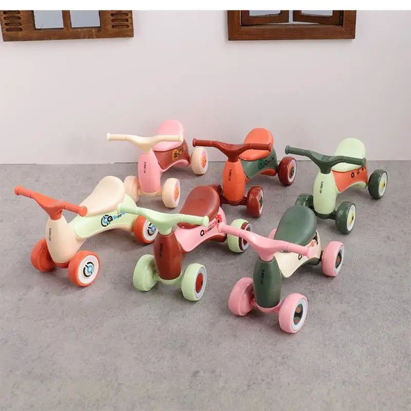 1Pcs Simulation Mini Cute Kids Balance Car Four-wheeled Baby Sliding Scooter Ornament Creative Assembly Children's Car Toy Gift