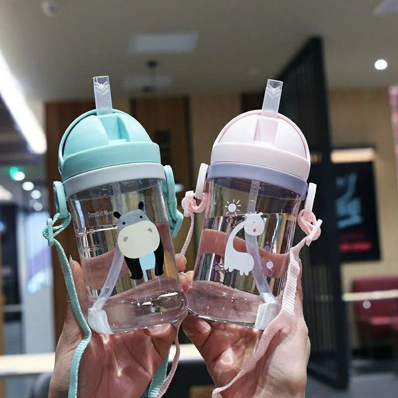 Kids Water Bottle 350ml Leak Proof Sippy Cup with Gravity Ball Straw Wide Mouth for Toddler Baby Cup Auto-Sealing Straw Cup