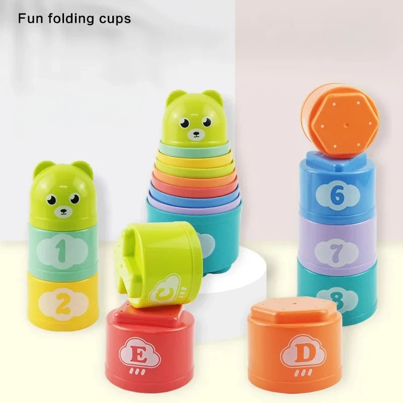 Kid Brain Response Battle Fold Cup Hand Speed Competition Fold Cup Baby Stack Game Early Education Puzzle Train Board Games Toy