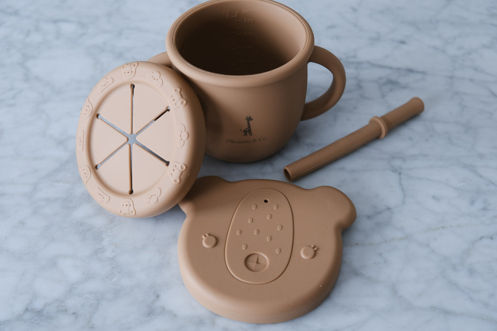 Tasse 2-en-1 en silicone pour enfant | Collation et boisson