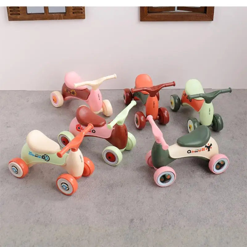 1Pcs Simulation Mini Cute Kids Balance Car Four-wheeled Baby Sliding Scooter Ornament Creative Assembly Children's Car Toy Gift